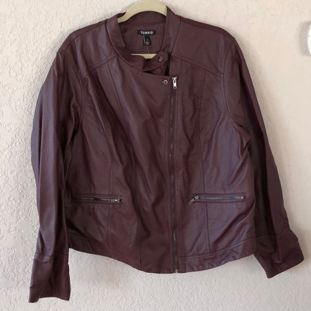 Torrid Women's Burgundy Faux Leather Moto Jacket